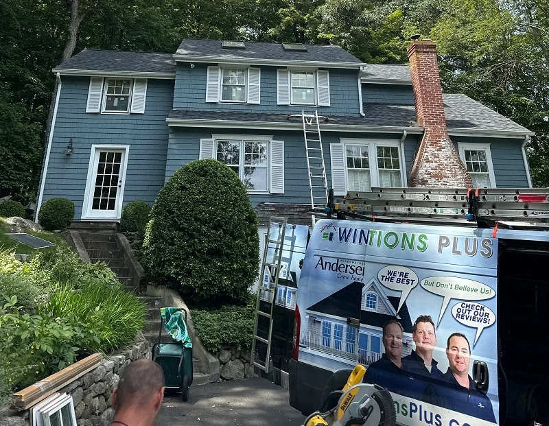 Installing Pella windows on a second floor in Wilton